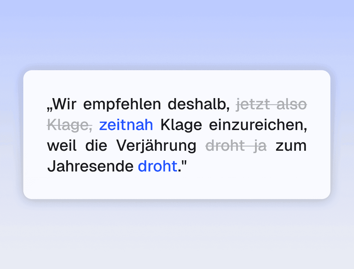 Von Claid intelligent korrigierter und formatierter juristischer Text
