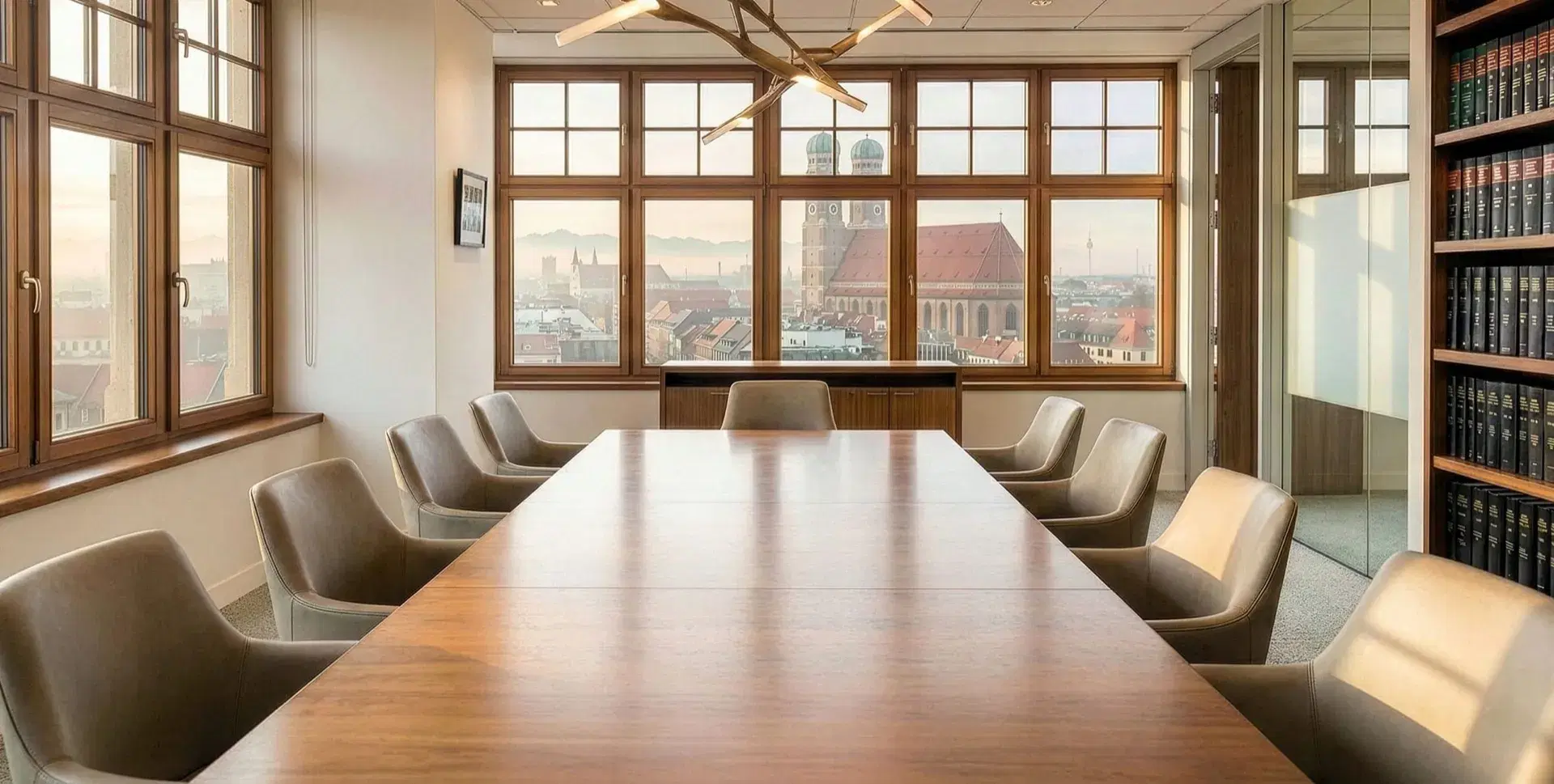 Moderner Konferenzraum mit Blick auf München